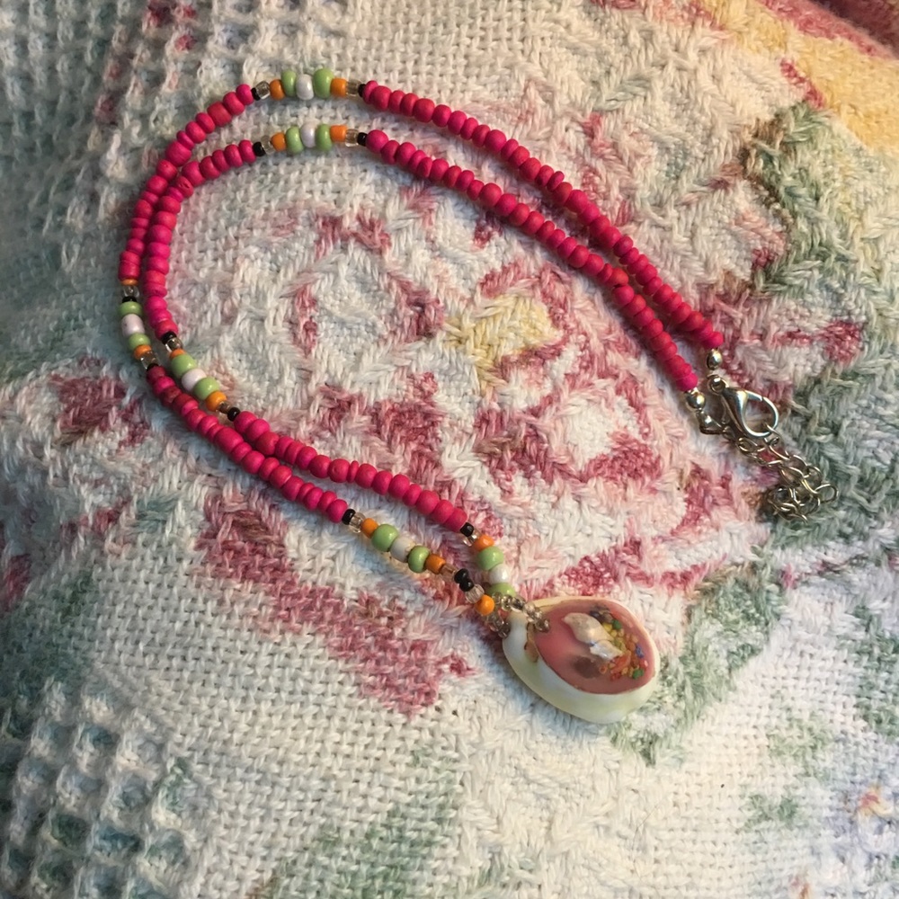 Tropical Seashell Colorful Beaded Necklace